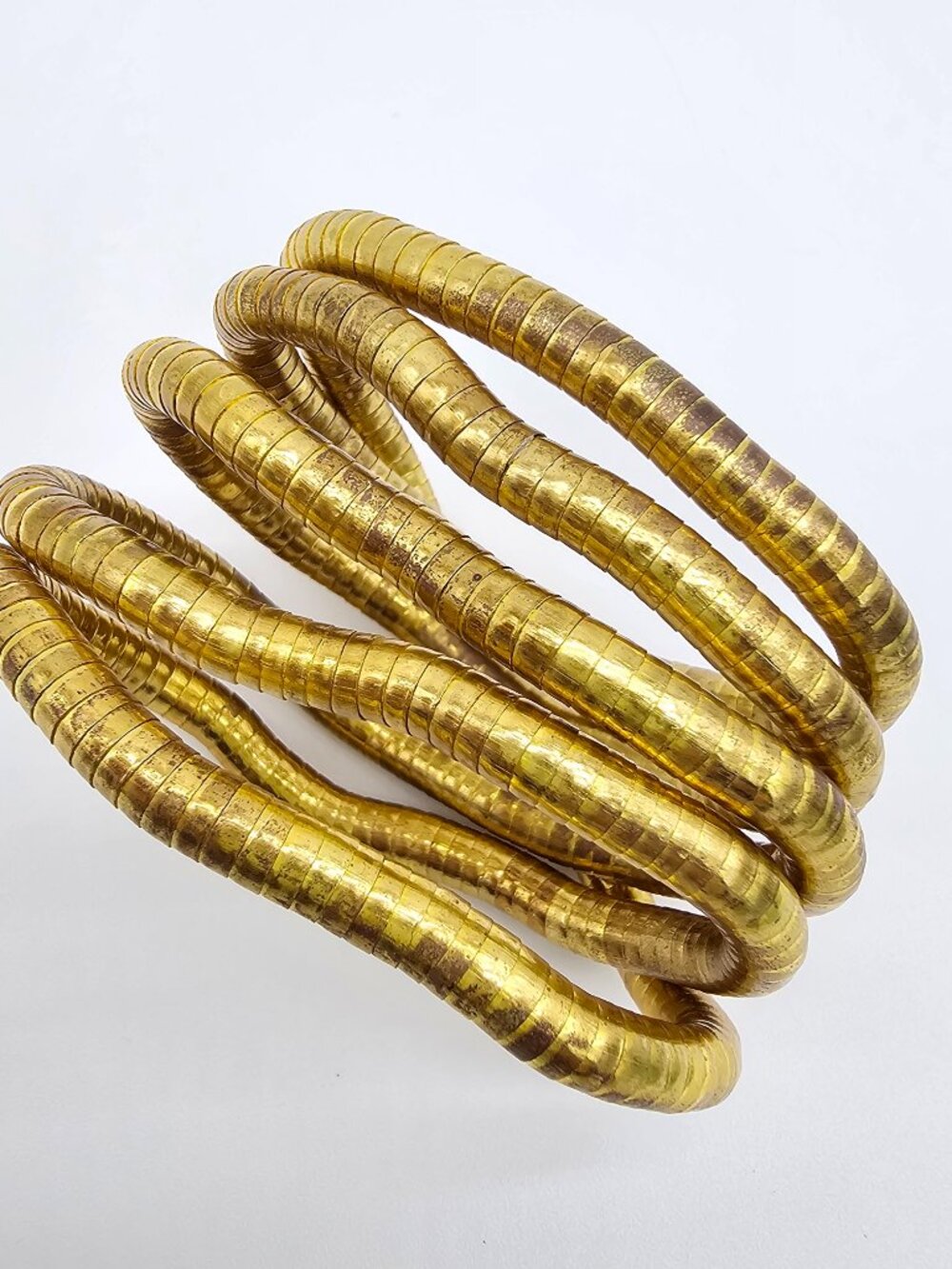 Gold Color Coil Necklace/Bracelet -Moldable/Snake Coil Retro Jewelry Gold